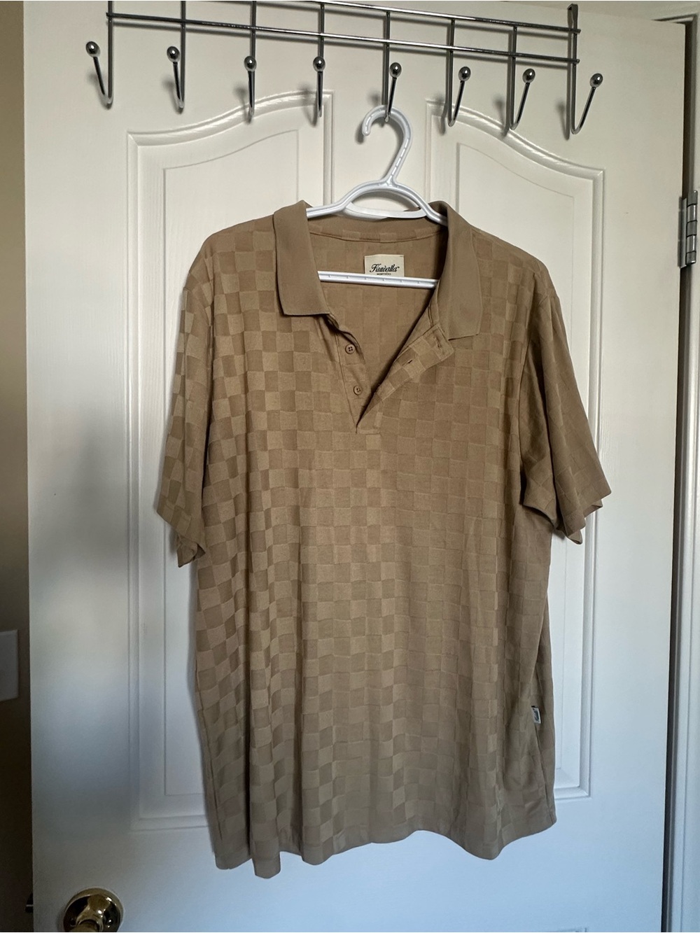 Men's Checker Polo - Tan